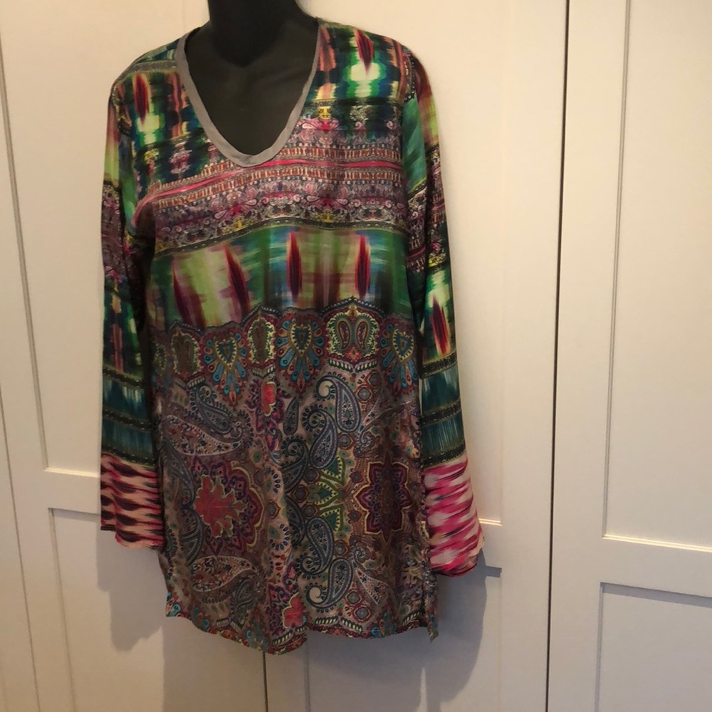 Johnny Was silk tunic blouse